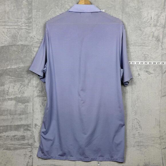 RLX Ralph Lauren Striped Golf Polo Shirt SzL Blue White Performance Stretch Tech - Picture 2 of 8